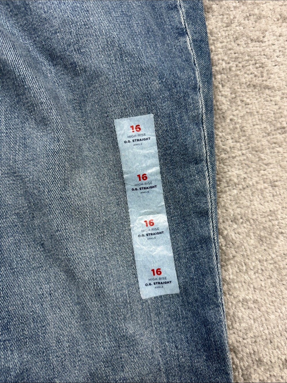 NWT Old Navy OG Straight Leg Blue Jeans Womens 16 High Rise - Picture 4 of 11